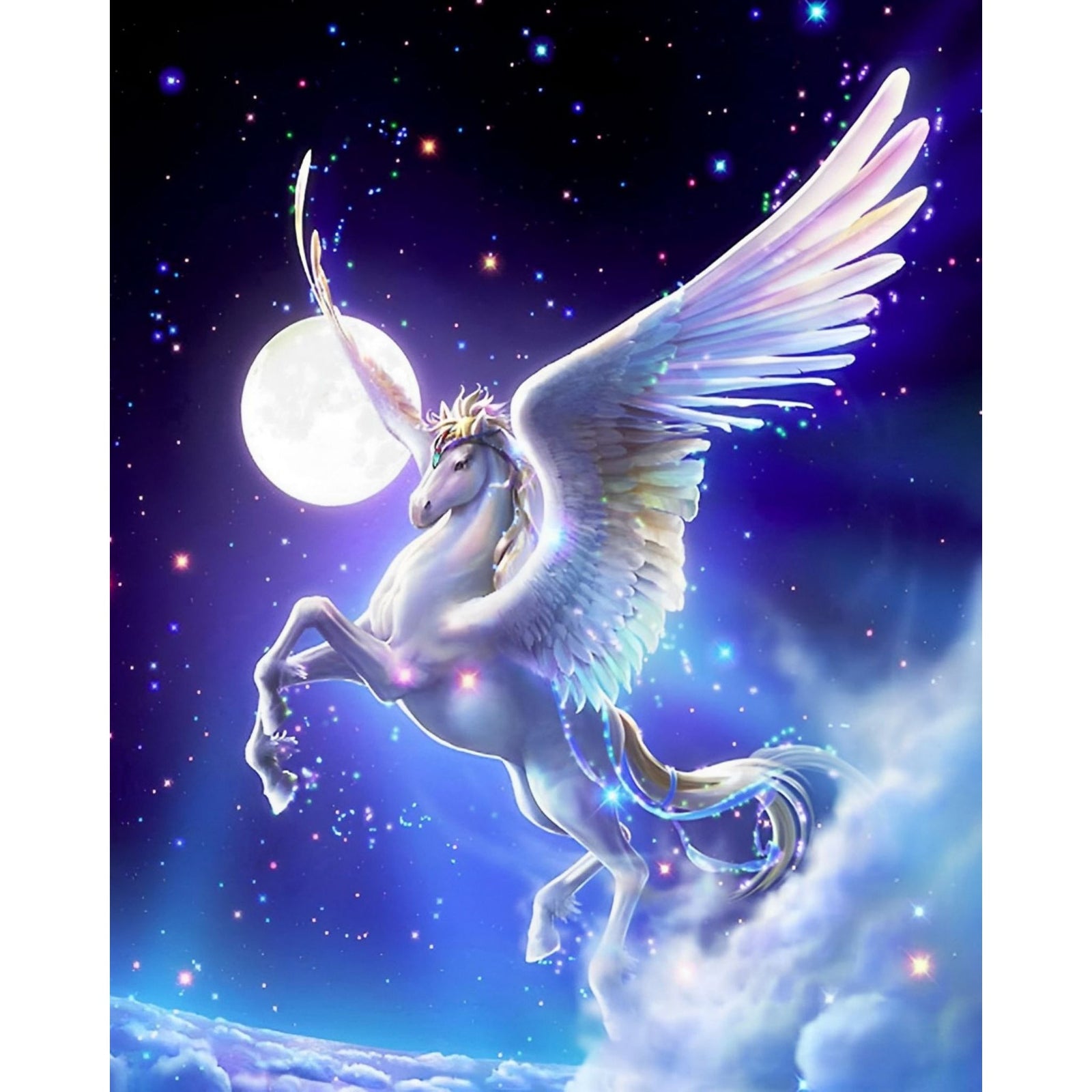 Moonlit Pegasus | Diamond Painting Design - Full Drill Diamond Art with 5d Square or Round Diamonds - AB Drills Available