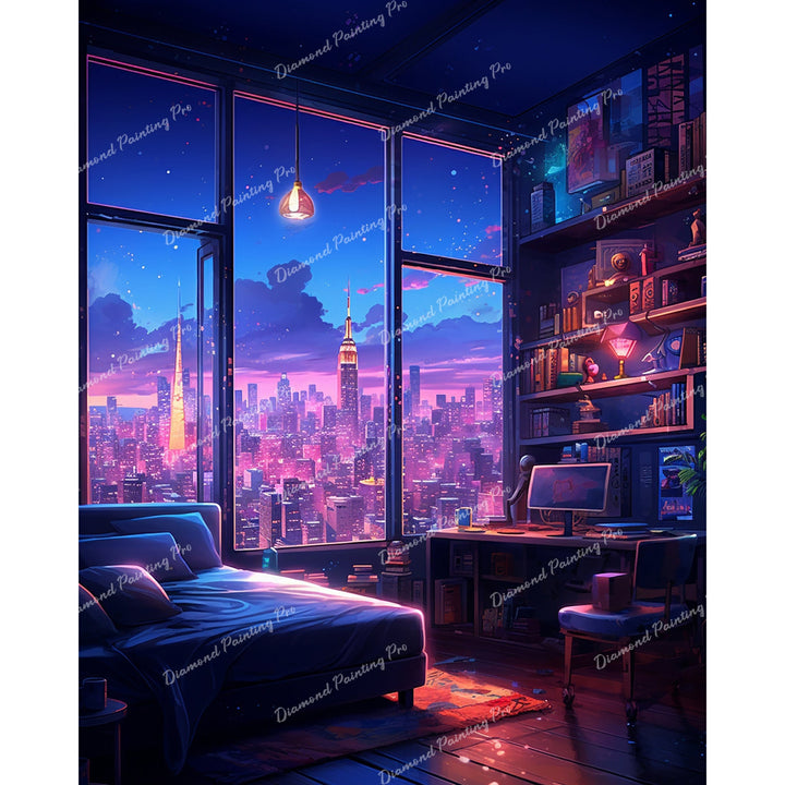 Neon Dreamscape Bedroom | Diamond Painting