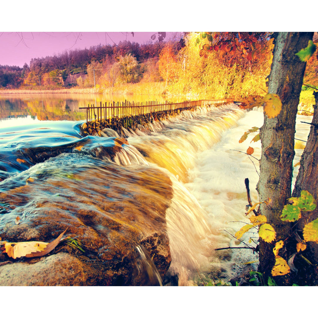 Autumn River Waterfall | Diamond Painting