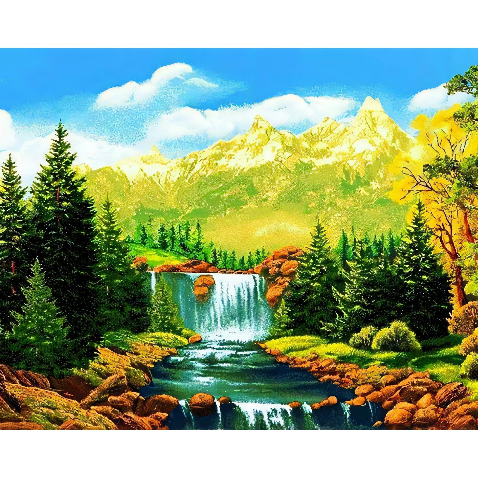 Tranquil Waterfalls | Diamond Painting Design - Full Drill Diamond Art with 5d Square or Round Diamonds - AB Drills Available