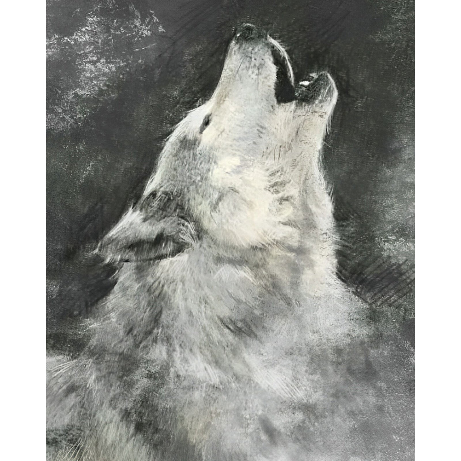 Howling Wolf on Grey Background | Diamond Painting Design - Full Drill Diamond Art with 5d Square or Round Diamonds - AB Drills Available