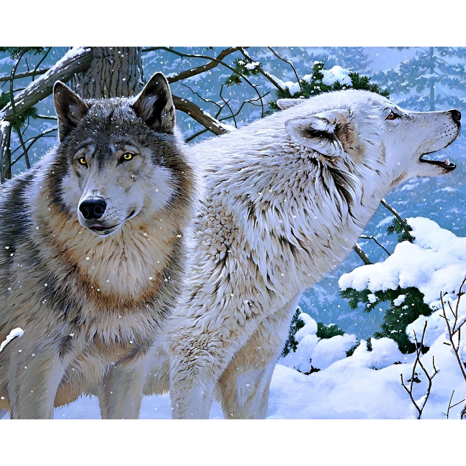 Winter Wolf | Diamond Painting Design - Full Drill Diamond Art with 5d Square or Round Diamonds - AB Drills Available