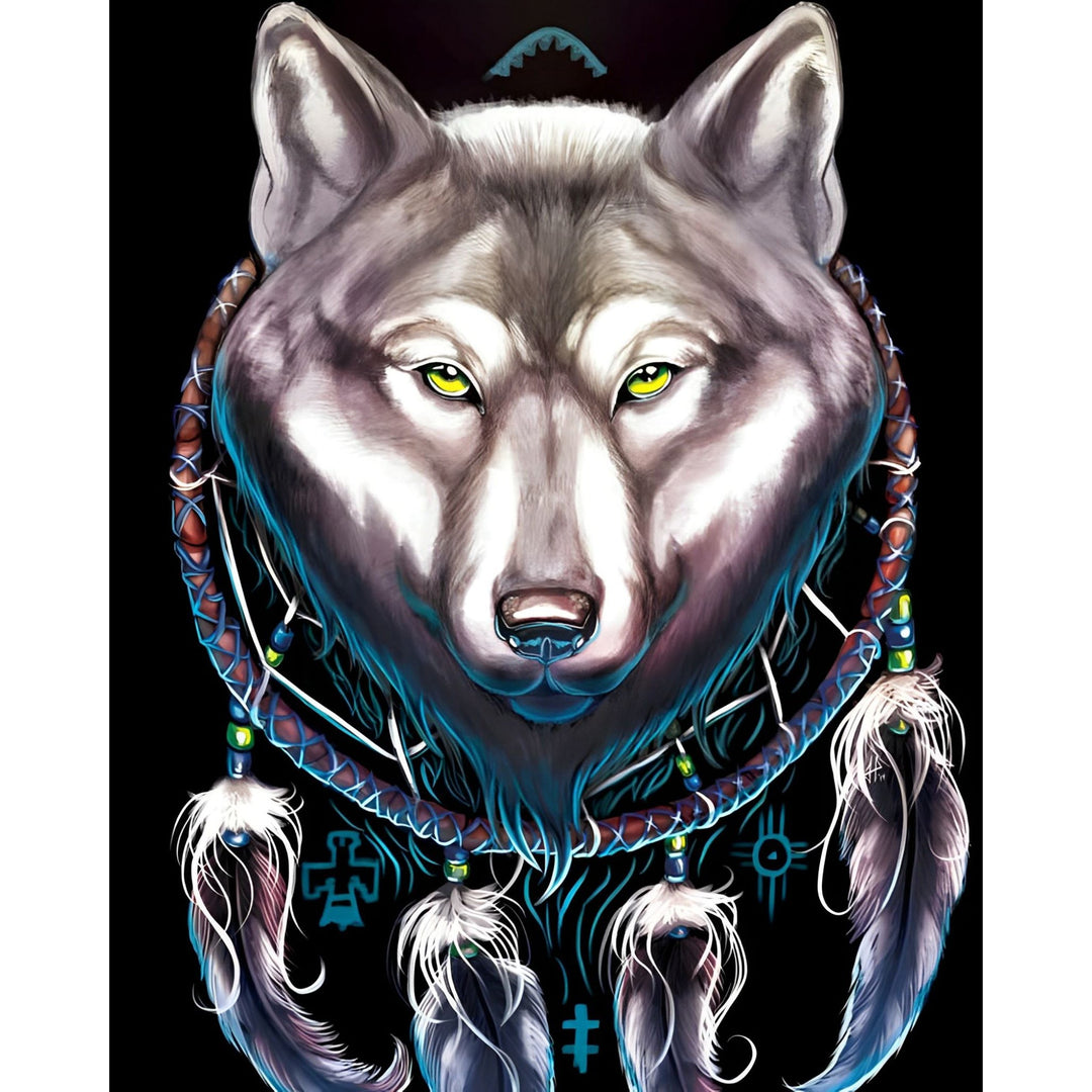 Grey Wolf Dream Catcher | Diamond Painting