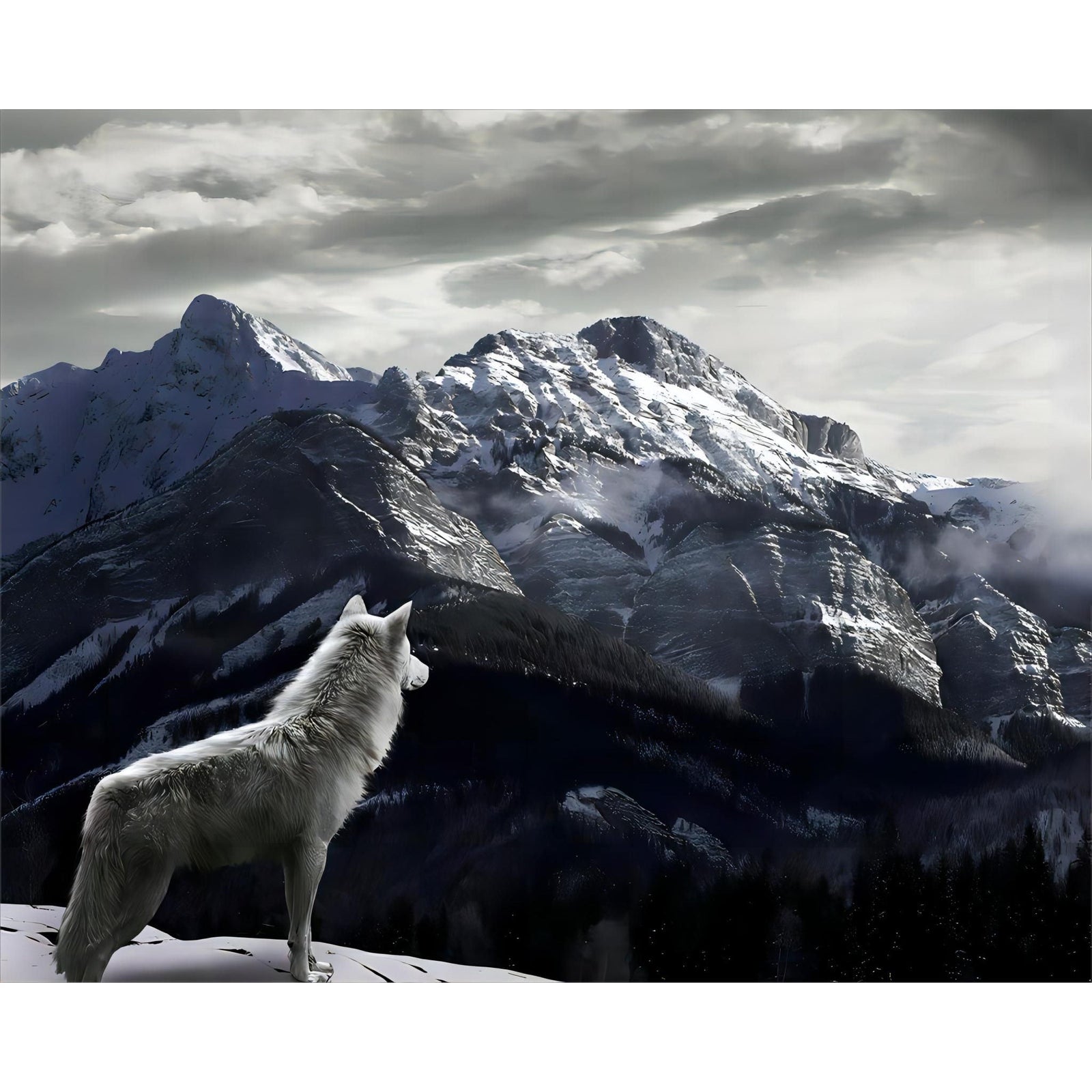 White Wolf Mountain | Diamond Painting Design - Full Drill Diamond Art with 5d Square or Round Diamonds - AB Drills Available