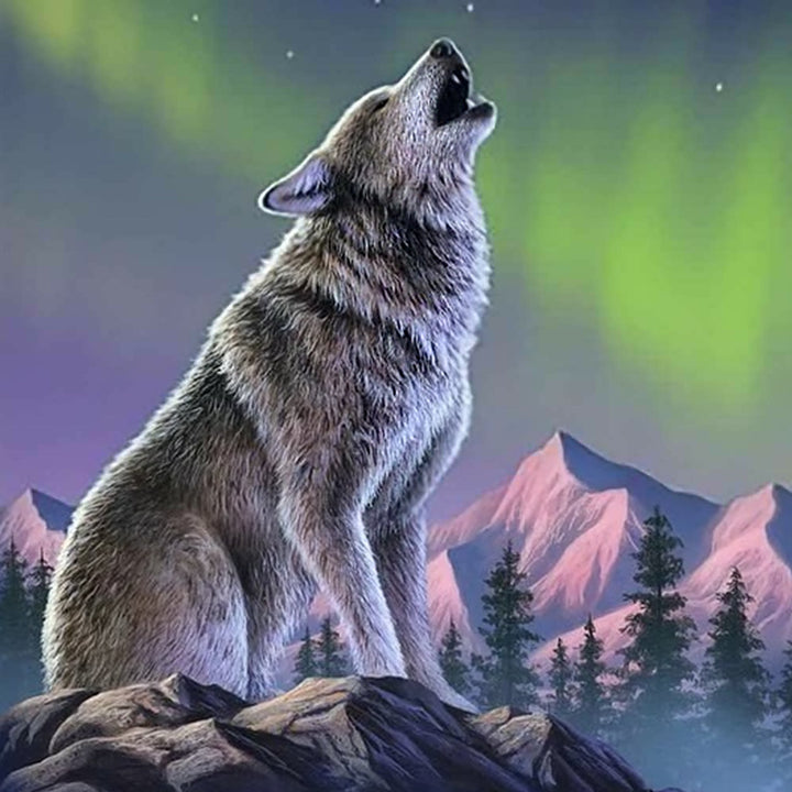 Wolf and Aurora | Diamond Painting