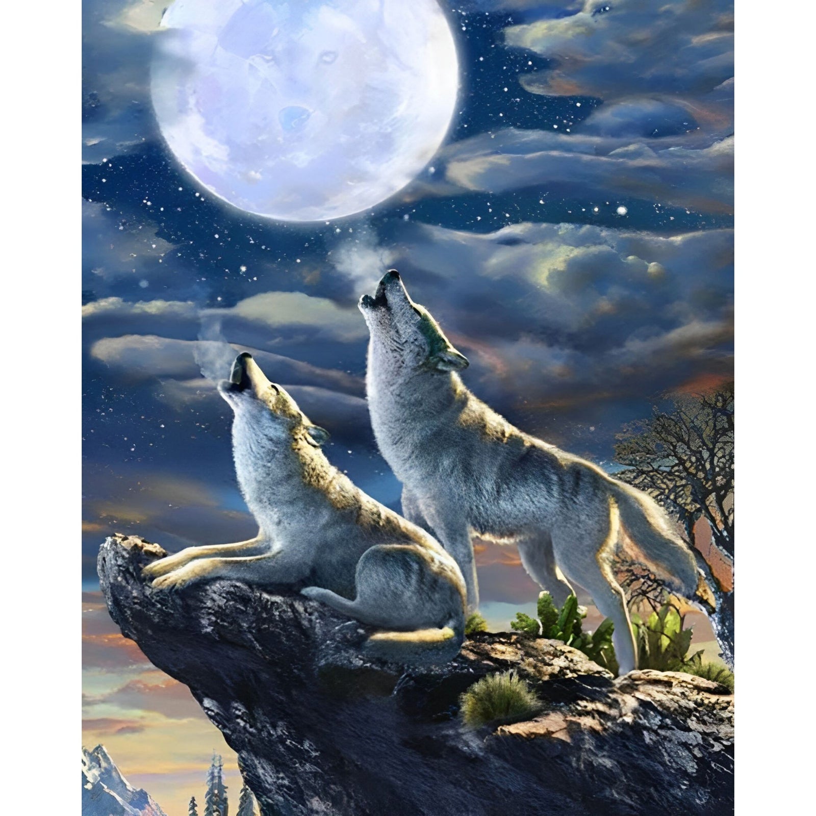 Wolf Moonlight | Diamond Painting Design - Full Drill Diamond Art with 5d Square or Round Diamonds - AB Drills Available