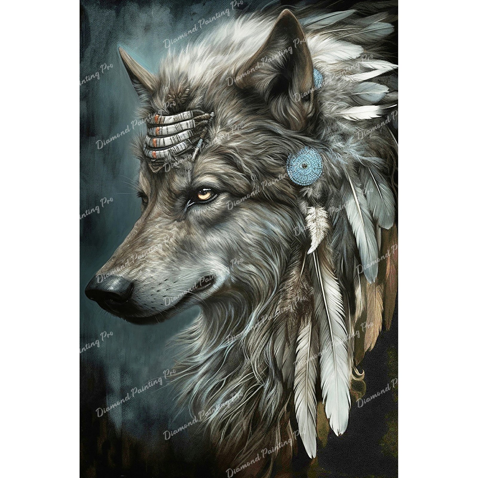 Totem Tribe Wolf | Diamond Painting Design - Full Drill Diamond Art with 5d Square or Round Diamonds - AB Drills Available