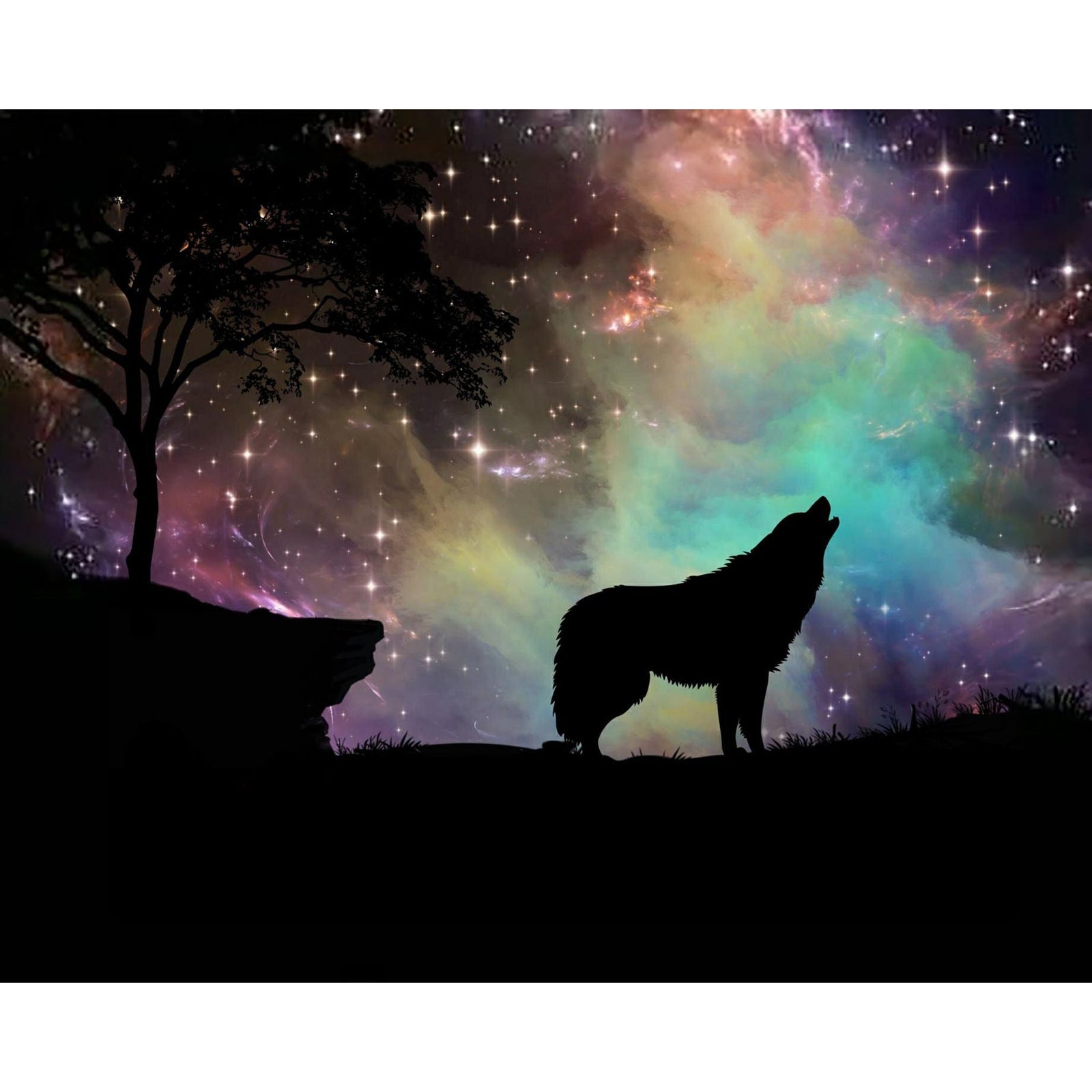 Starry Night Wolf | Diamond Painting Design - Full Drill Diamond Art with 5d Square or Round Diamonds - AB Drills Available