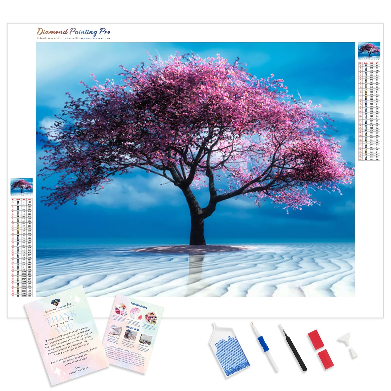 Lone Pink Tree | Diamond Painting Kit - Full Drill - Square or Round Diamonds with AB Drills Option