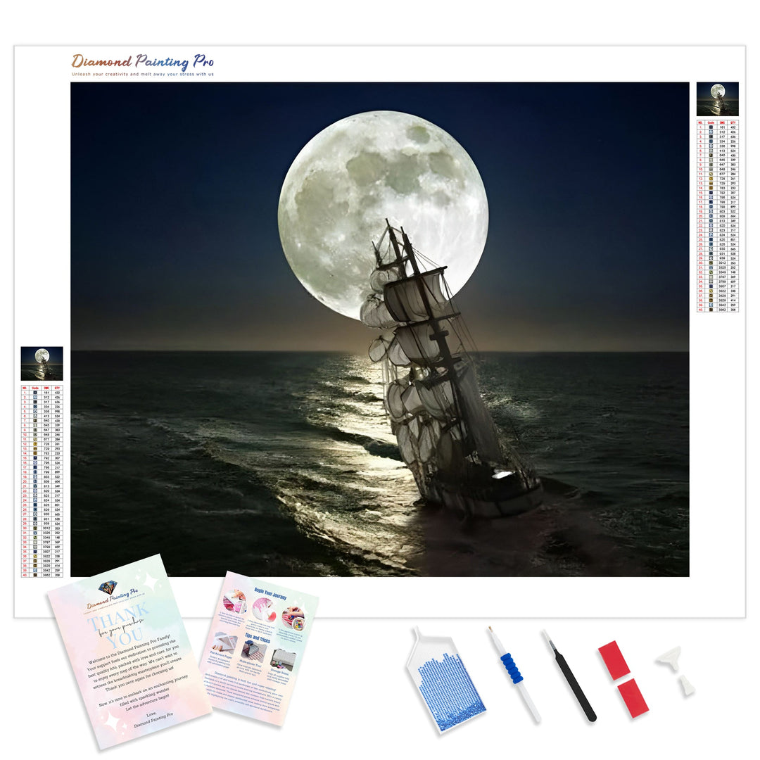 Sailing Under the Giant Moon | Diamond Painting