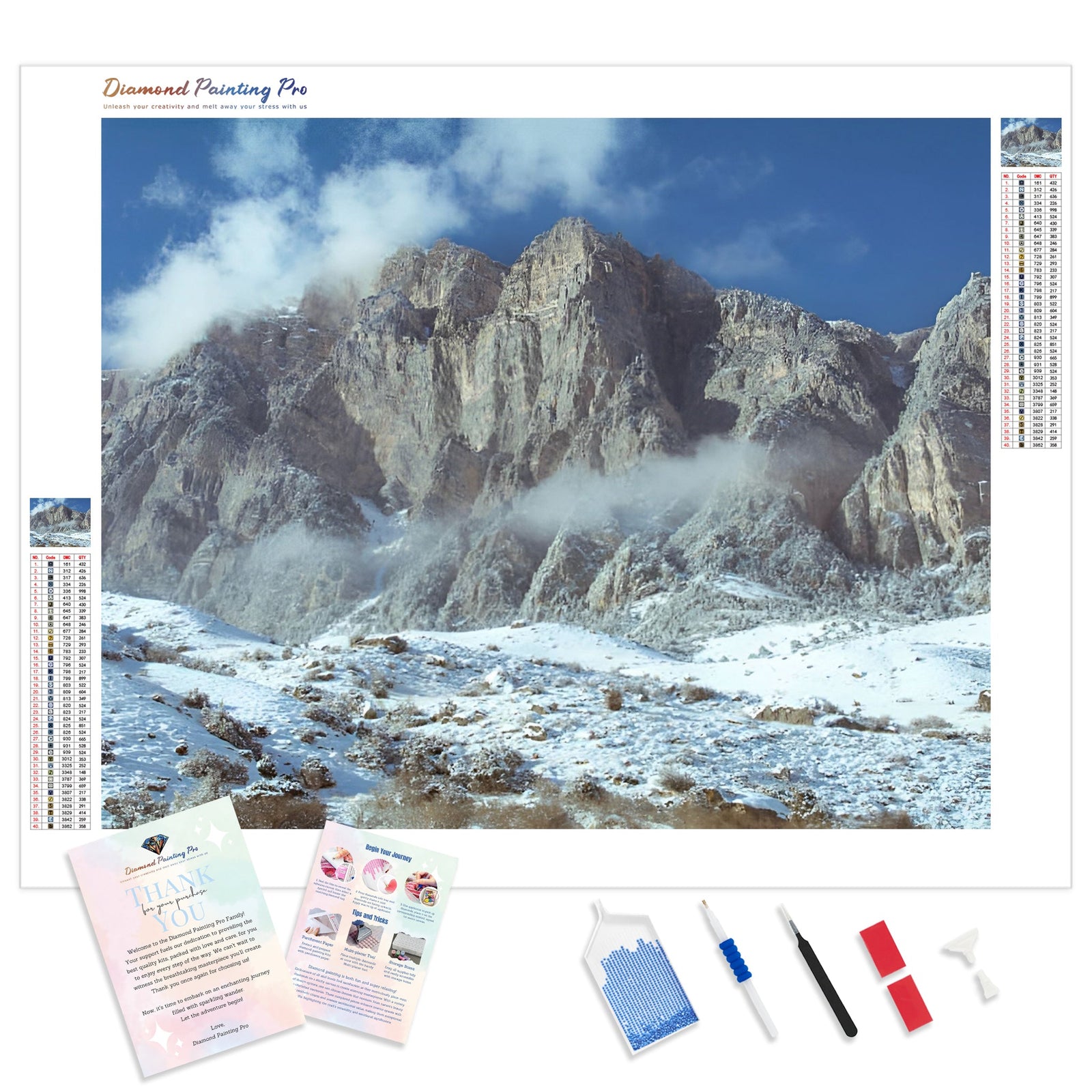 Snowy Mountains of Tsey | Diamond Painting Kit - Full Drill - Square or Round Diamonds with AB Drills Option