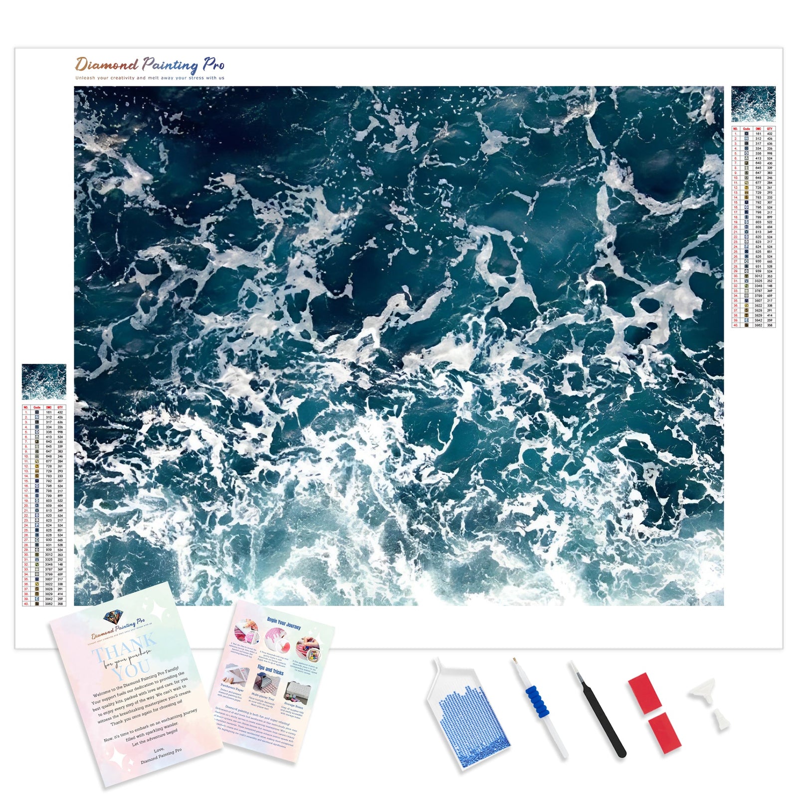 Waves | Diamond Painting Kit - Full Drill - Square or Round Diamonds with AB Drills Option