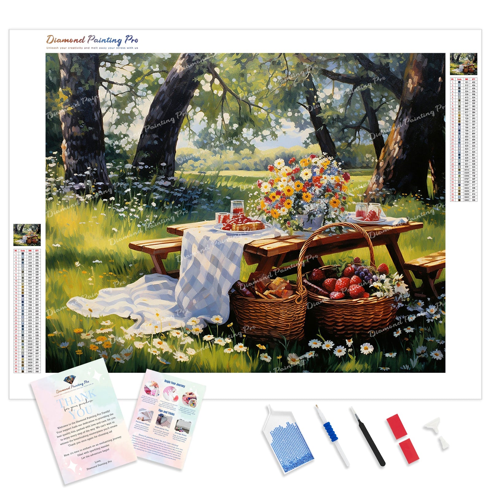 Summervibe Picnic | Diamond Painting Kit - Full Drill - Square or Round Diamonds with AB Drills Option