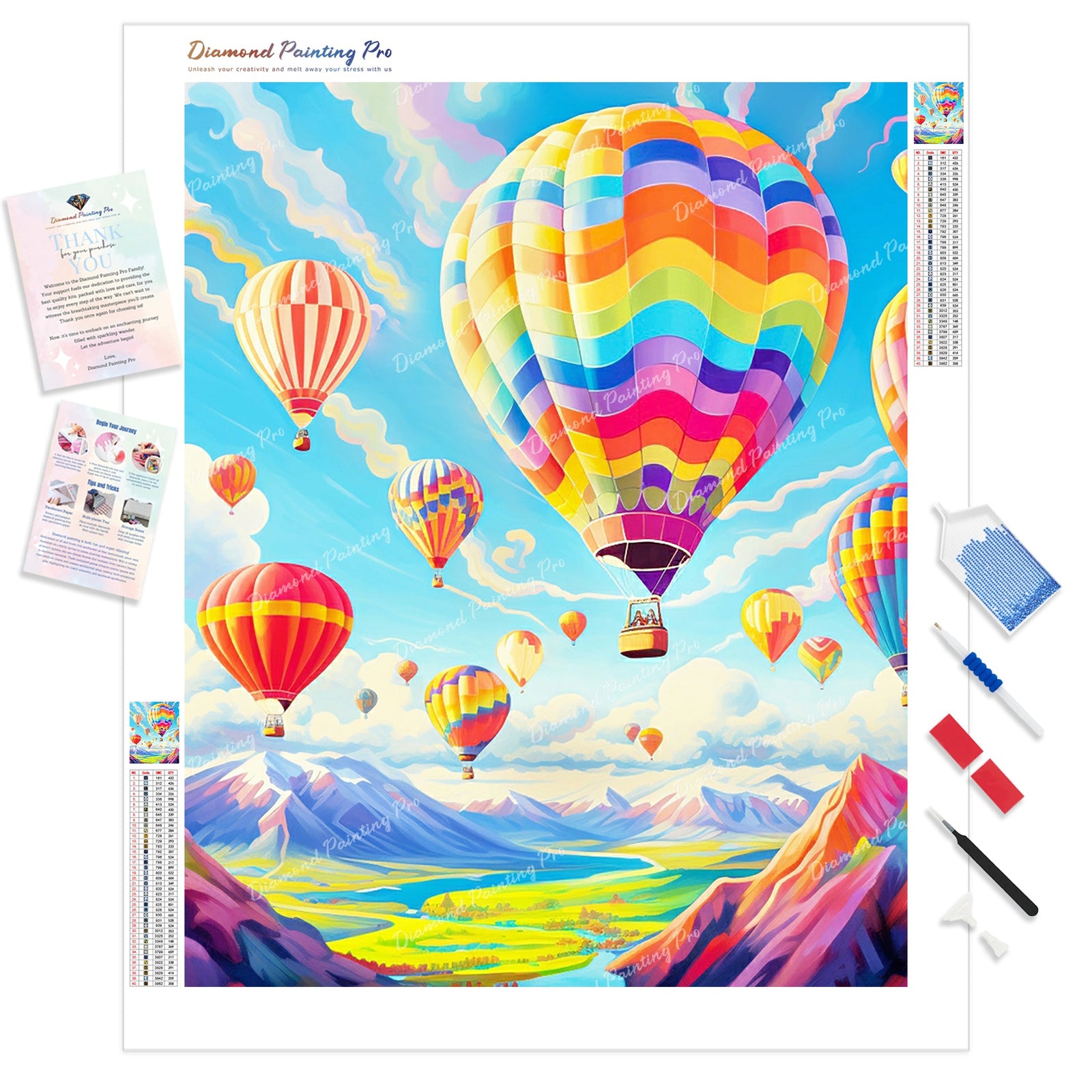 Hot Air Balloon Adventures | Diamond Painting Kit - Full Drill - Square or Round Diamonds with AB Drills Option