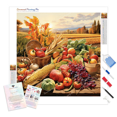 Bountiful Harvest Delight | Diamond Painting Kit - Full Drill - Square or Round Diamonds with AB Drills Option