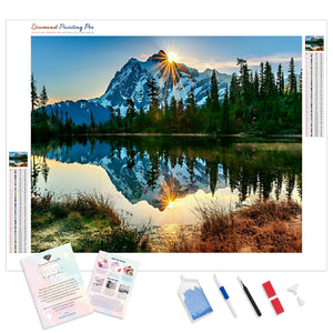 Sun Shining on Mountain | Diamond Painting Kit - Full Drill - Square or Round Diamonds with AB Drills Option