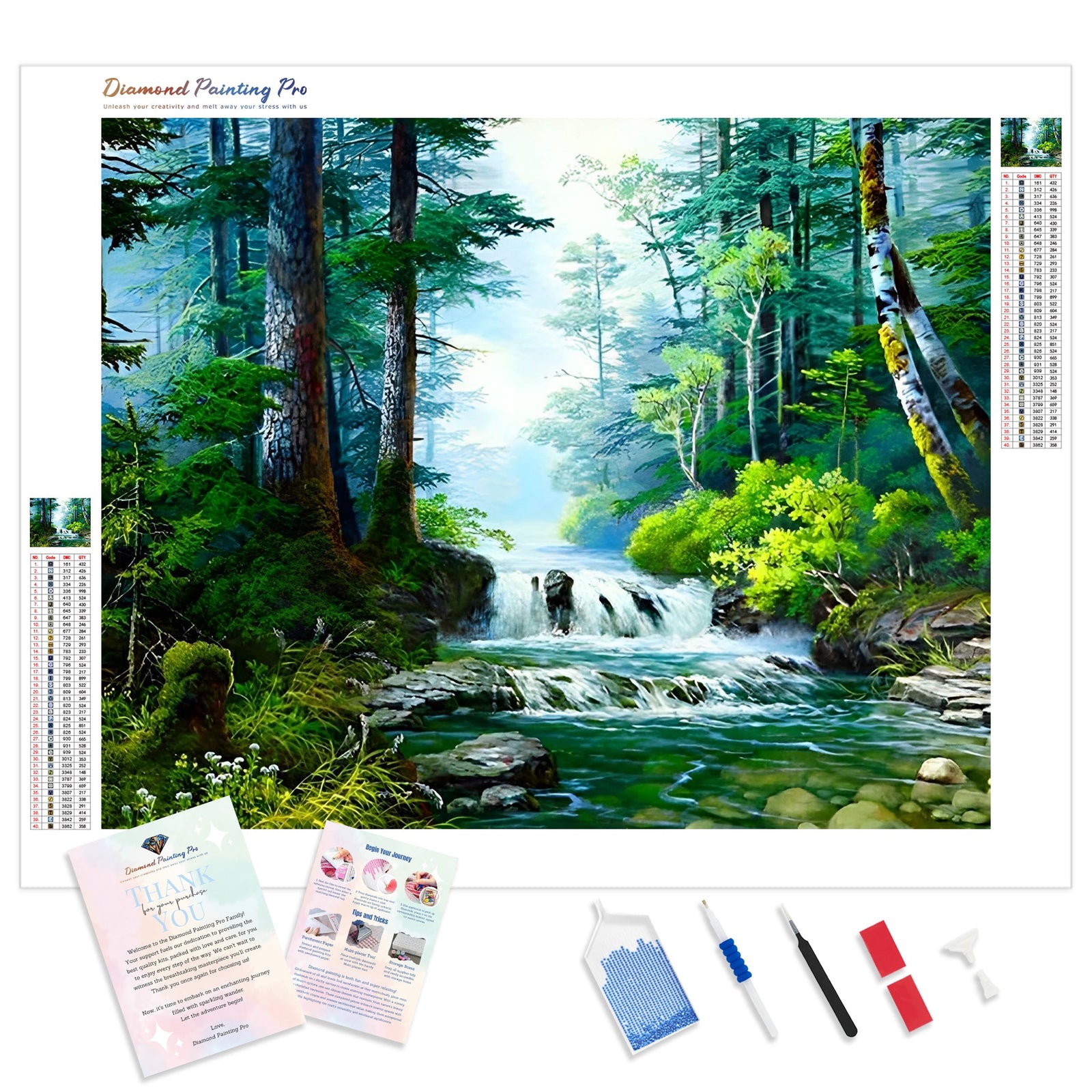 Small Waterfall | Diamond Painting Kit - Full Drill - Square or Round Diamonds with AB Drills Option