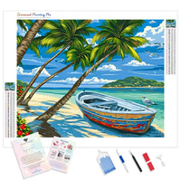 Boat Stranded on an Island | Diamond Painting