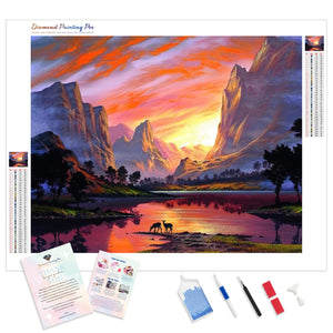 Mountain Red Sunset | Diamond Painting