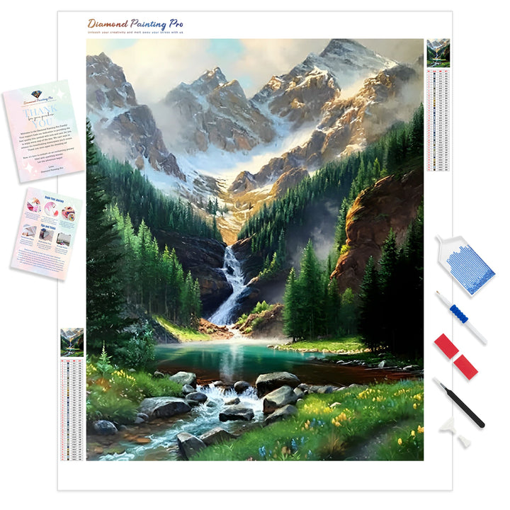 Rocky Mountain Waterfall | Diamond Painting