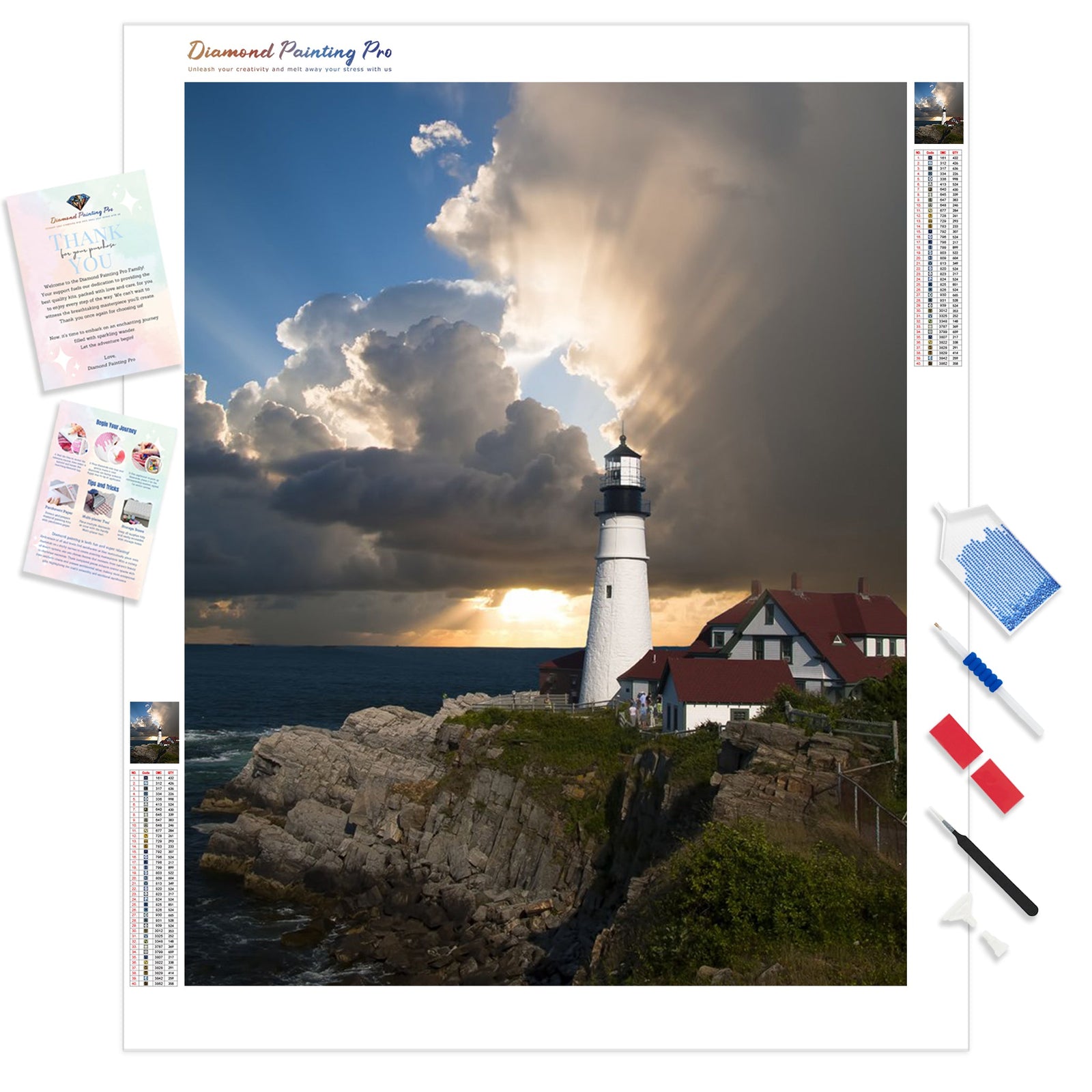 Lone Lighthouse | Diamond Painting Kit - Full Drill - Square or Round Diamonds with AB Drills Option