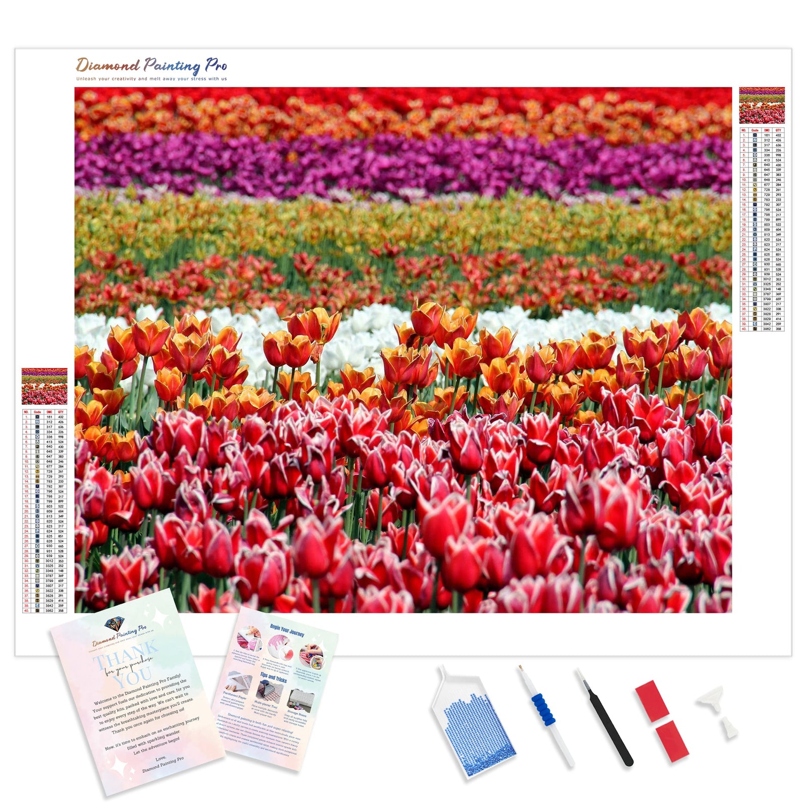 Field of Tulips | Diamond Painting Kit - Full Drill - Square or Round Diamonds with AB Drills Option