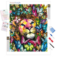 Lion with Butterflies | Diamond Painting