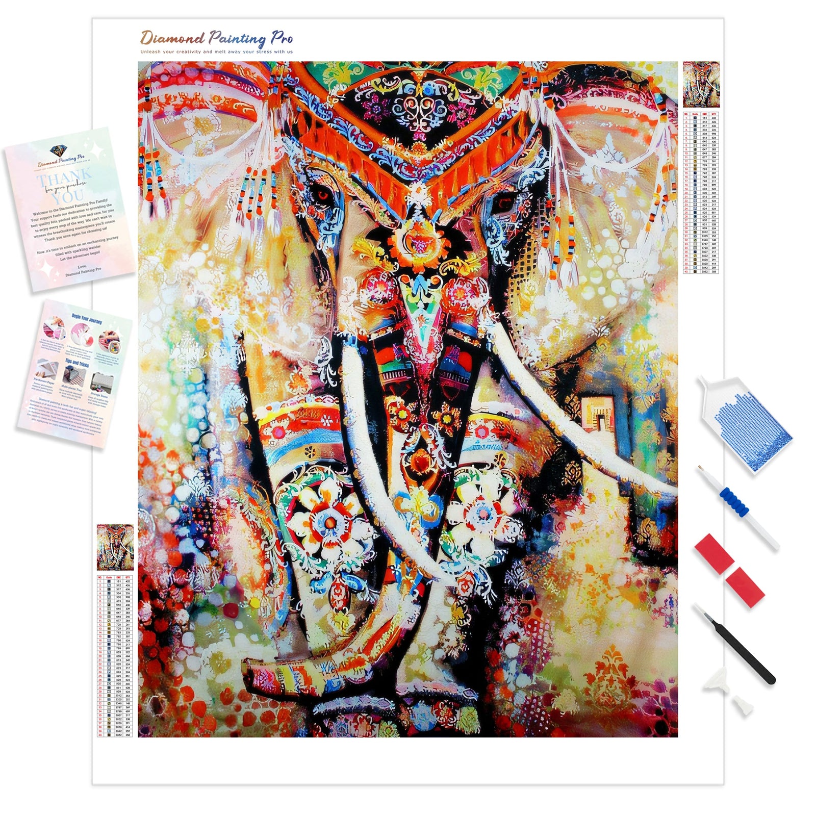 Rainbow Elephant Mandala | Diamond Painting Kit - Full Drill - Square or Round Diamonds with AB Drills Option