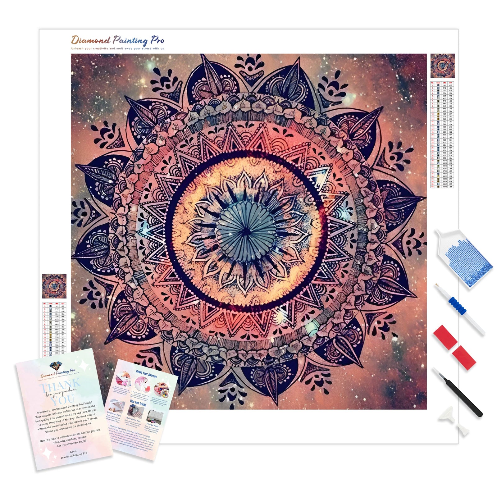 Mandalas | Diamond Painting Kit - Full Drill - Square or Round Diamonds with AB Drills Option