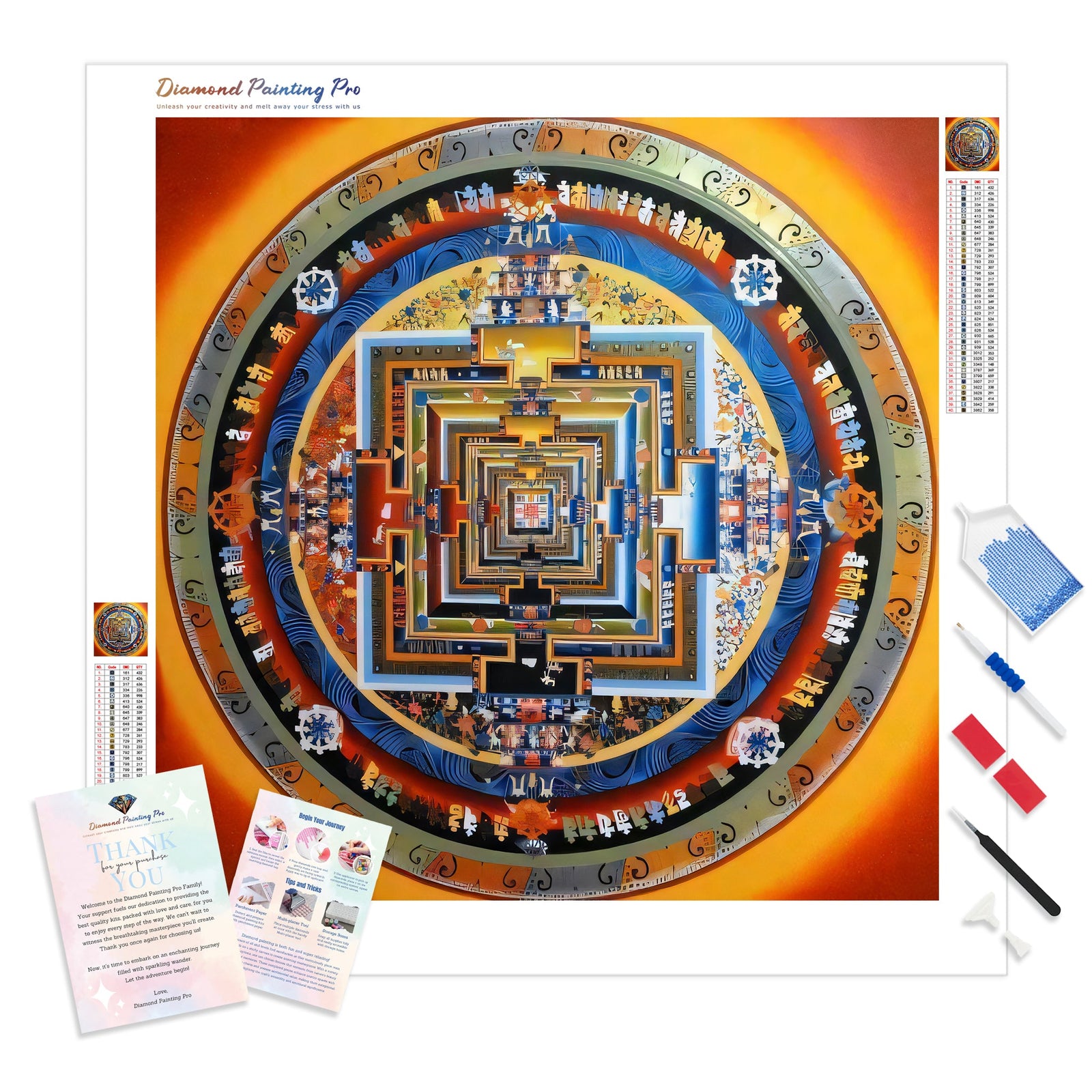 Mandala Thangka | Diamond Painting Kit - Full Drill - Square or Round Diamonds with AB Drills Option