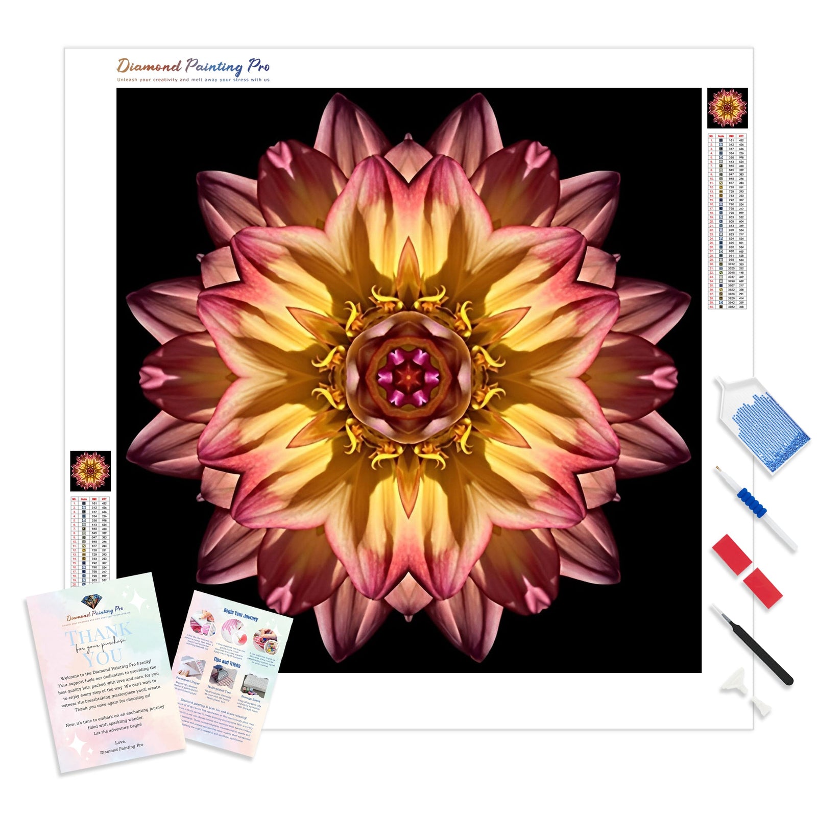 Mystical Flowers | Diamond Painting Kit - Full Drill - Square or Round Diamonds with AB Drills Option