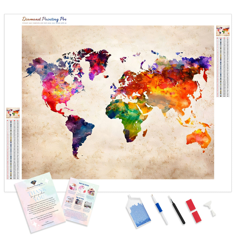 Diamond Layout World Map Map Diamond Painting Kits | Full Drill Diamond Art – Diamond Painting Pro