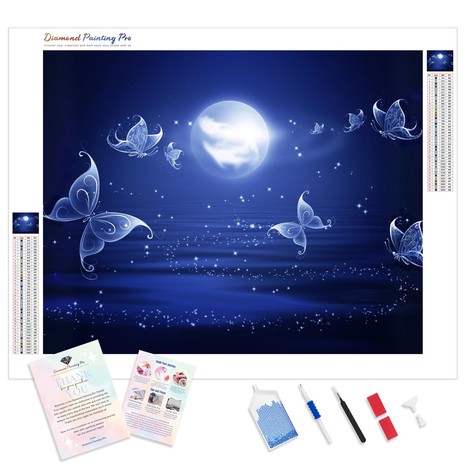 Butterfly Midnight Fantasy | Diamond Painting Kit - Full Drill - Square or Round Diamonds with AB Drills Option