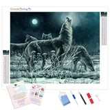 Moonlight Wolf Pack | Diamond Painting Kit - Full Drill - Square or Round Diamonds with AB Drills Option
