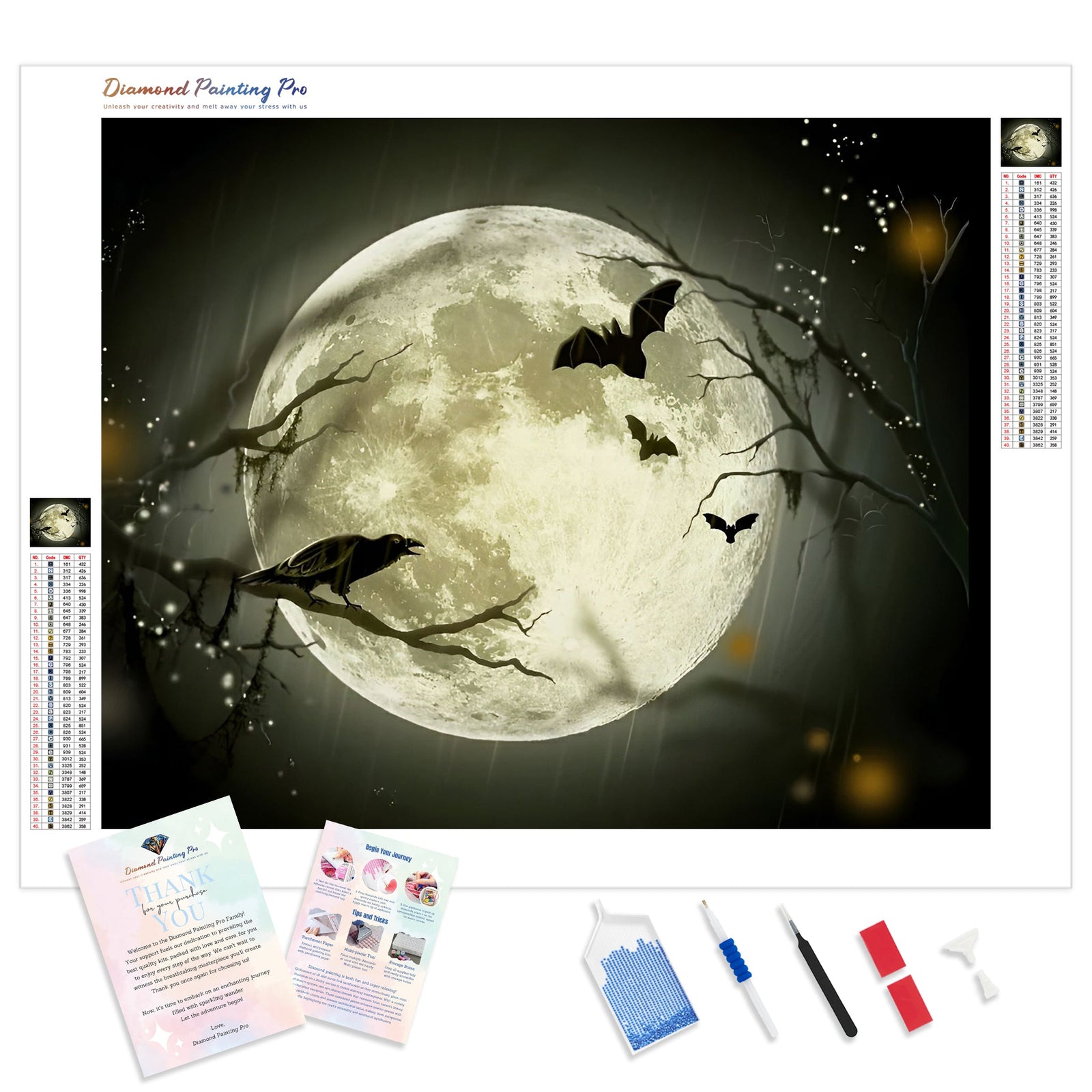 Full Moon on Halloween | Diamond Painting Kit - Full Drill - Square or Round Diamonds with AB Drills Option