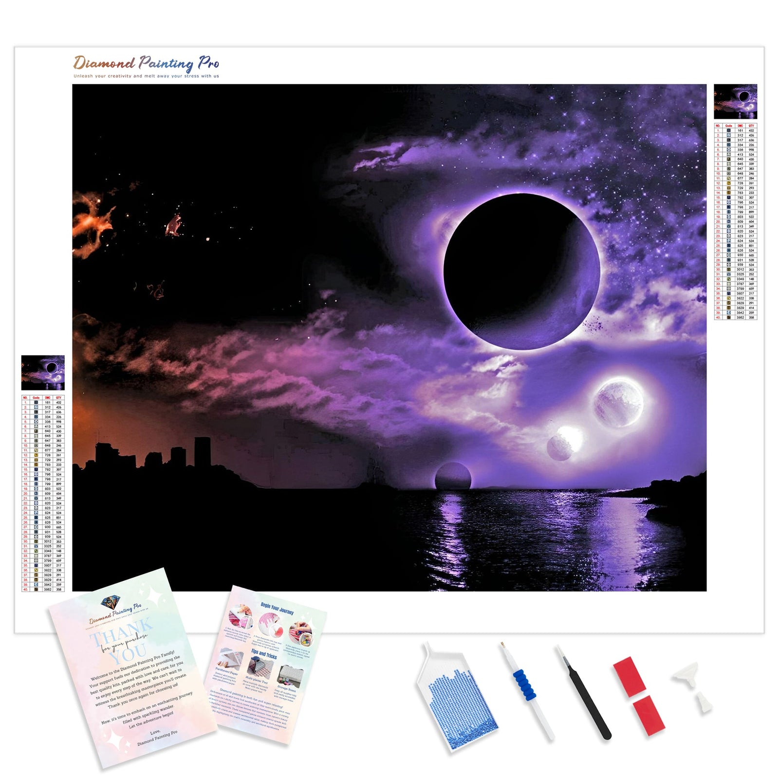 Purple Eclipse | Diamond Painting Kit - Full Drill - Square or Round Diamonds with AB Drills Option