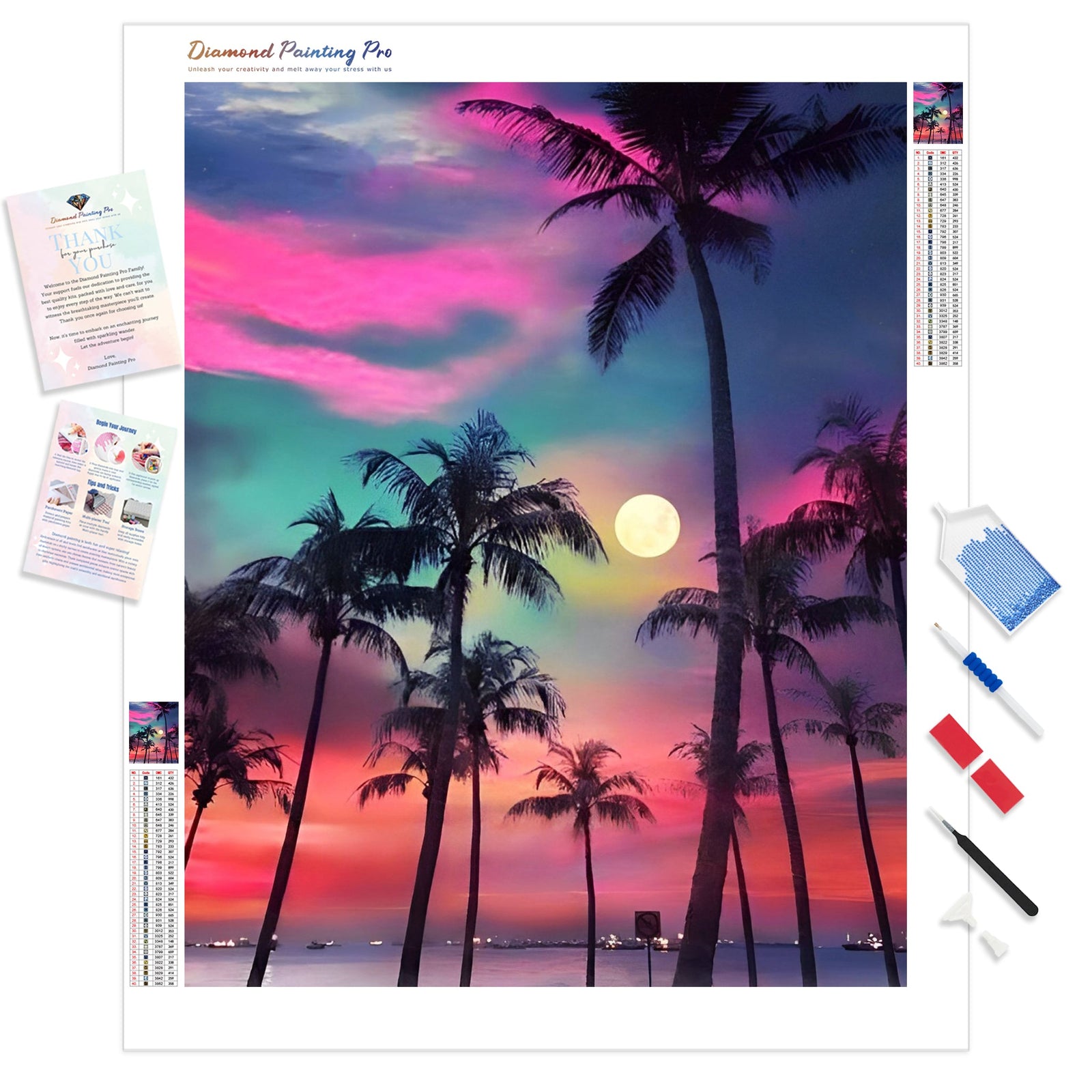 Tropical Moon | Diamond Painting Kit - Full Drill - Square or Round Diamonds with AB Drills Option