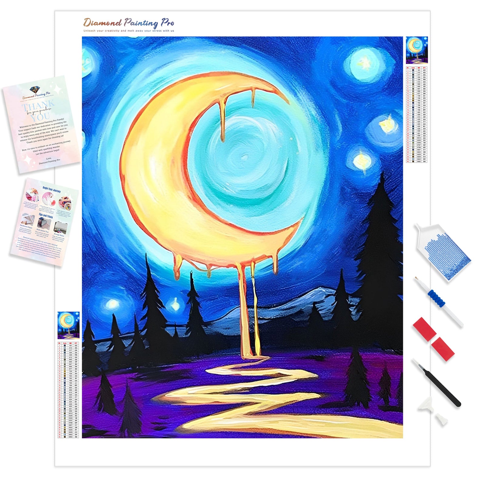 Melting Moon | Diamond Painting Kit - Full Drill - Square or Round Diamonds with AB Drills Option