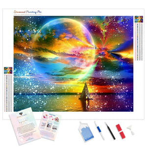 Color Moon Sea Sailing Ship | Diamond Painting