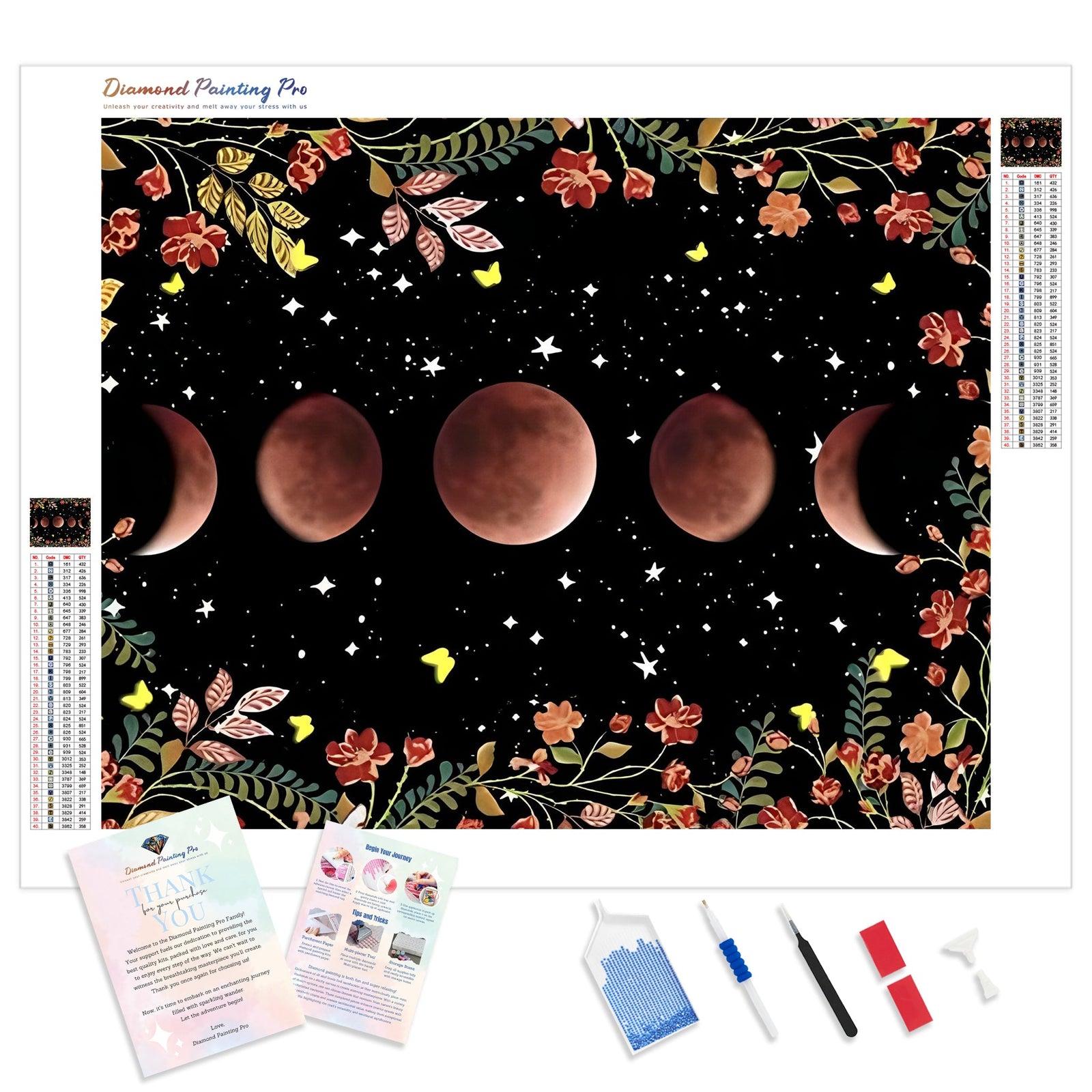 Moon Flower | Diamond Painting Kit - Full Drill - Square or Round Diamonds with AB Drills Option