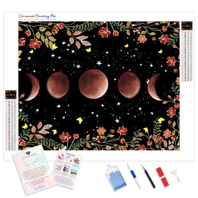 Moon Flower | Diamond Painting Kit - Full Drill - Square or Round Diamonds with AB Drills Option