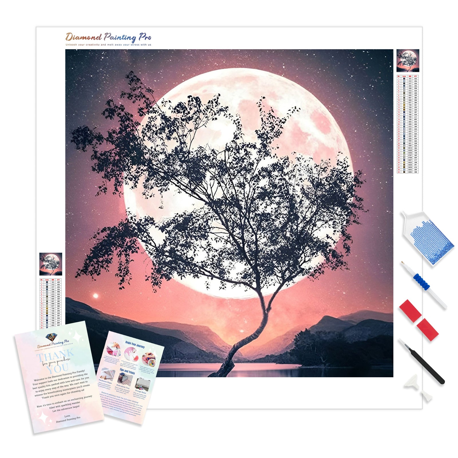 Moon Tree | Diamond Painting Kit - Full Drill - Square or Round Diamonds with AB Drills Option