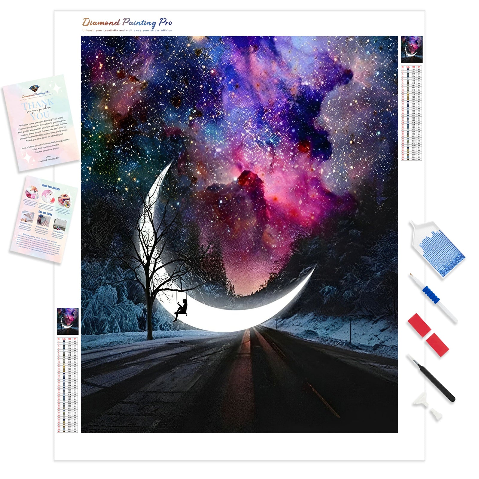 Galactic Moon | Diamond Painting Kit - Full Drill - Square or Round Diamonds with AB Drills Option