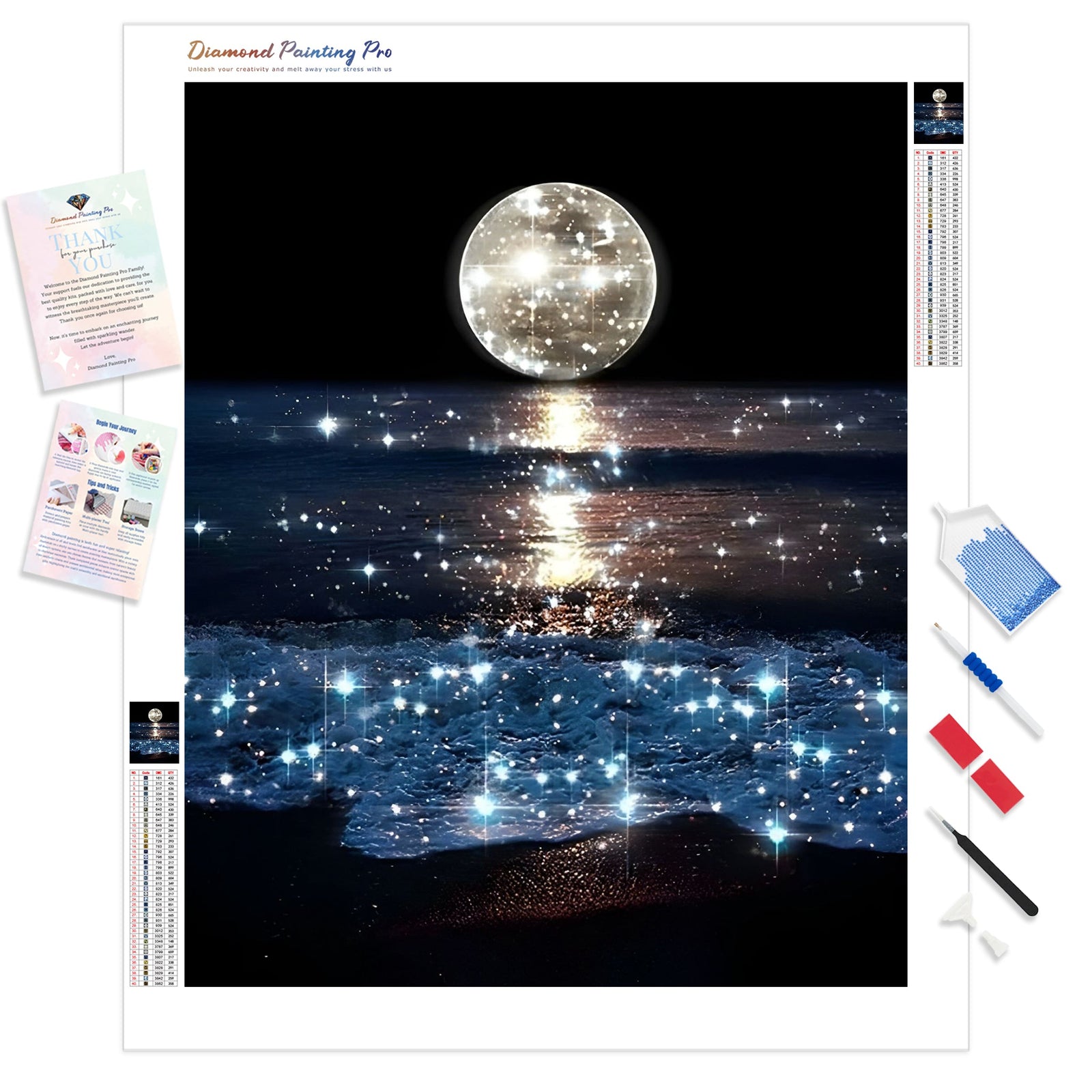 Moon | Diamond Painting Kit - Full Drill - Square or Round Diamonds with AB Drills Option