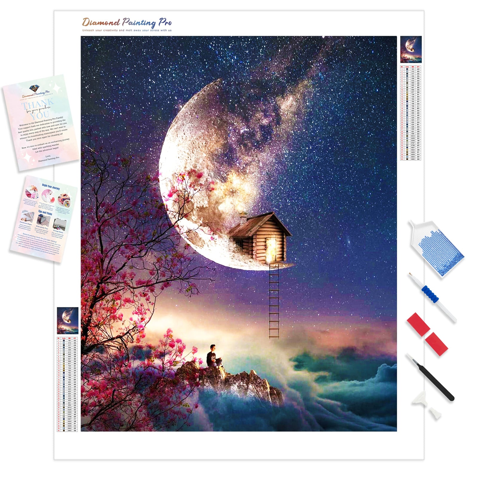 On the Moon | Diamond Painting Kit - Full Drill - Square or Round Diamonds with AB Drills Option