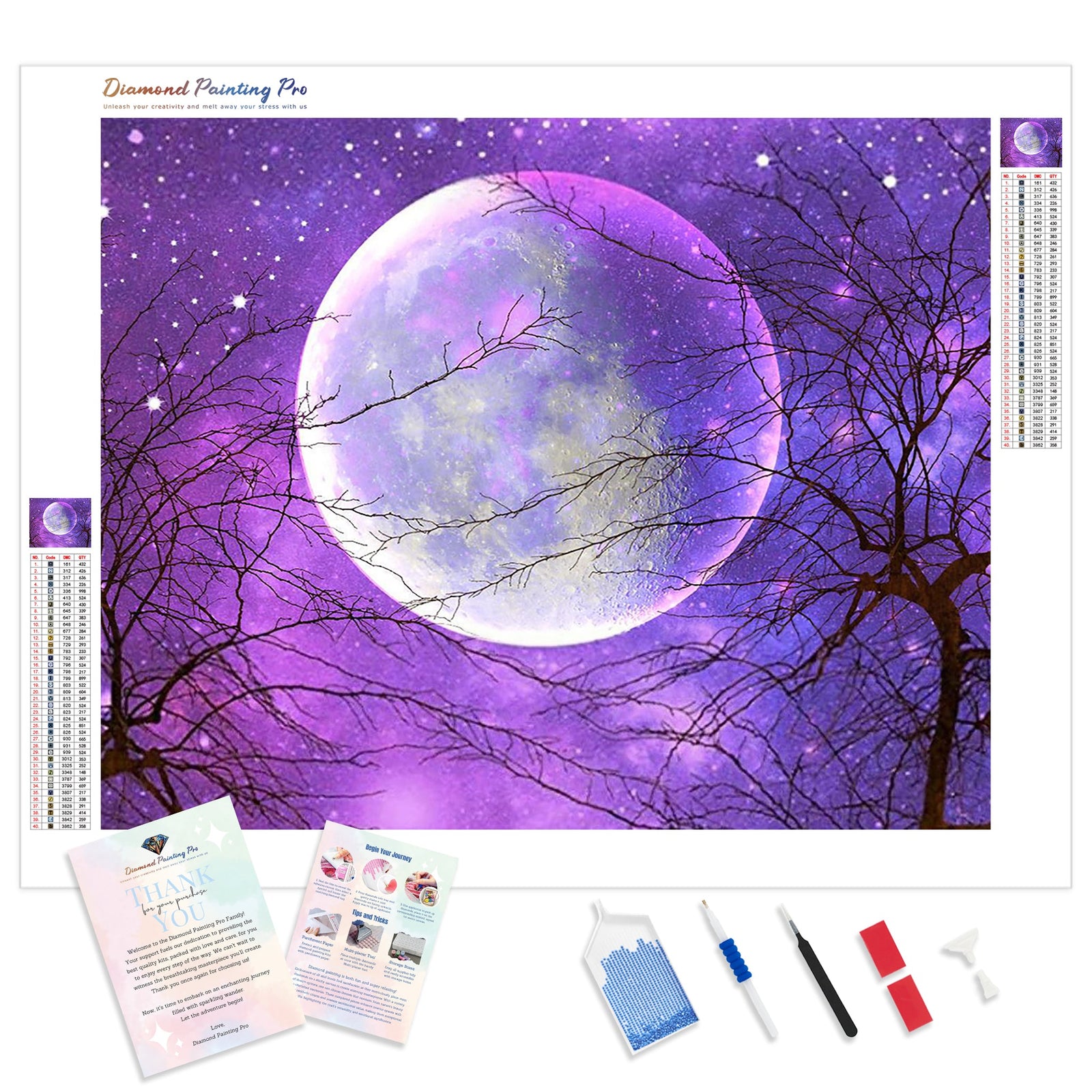 Mystic Purple Moon | Diamond Painting Kit - Full Drill - Square or Round Diamonds with AB Drills Option