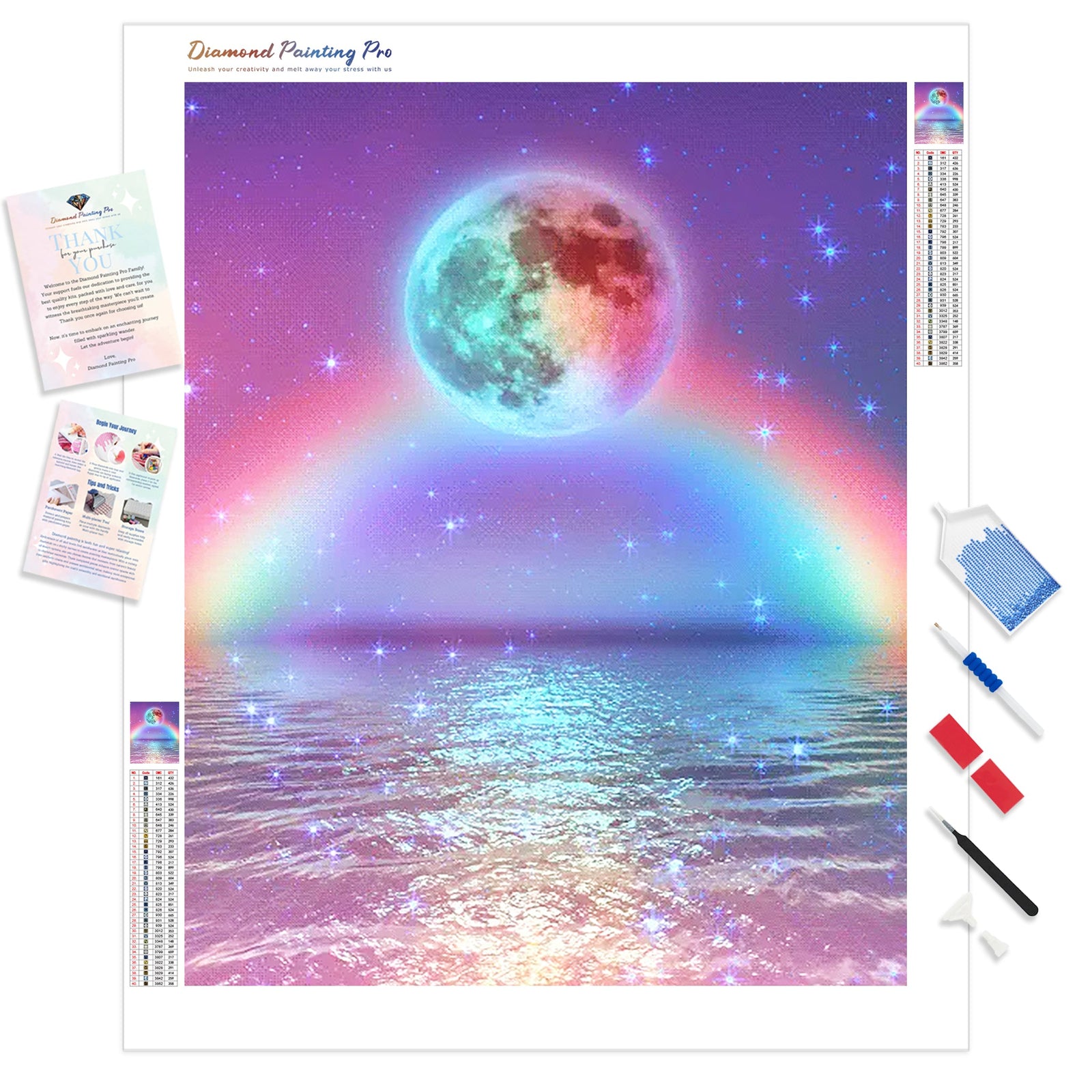 Rainbow Moon Fantasy Star River | Diamond Painting Kit - Full Drill - Square or Round Diamonds with AB Drills Option