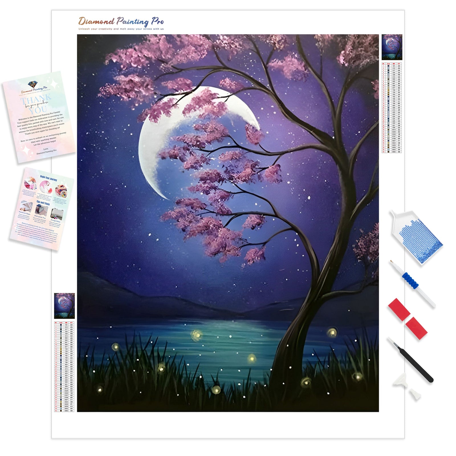 Tree in the moon | Diamond Painting Kit - Full Drill - Square or Round Diamonds with AB Drills Option