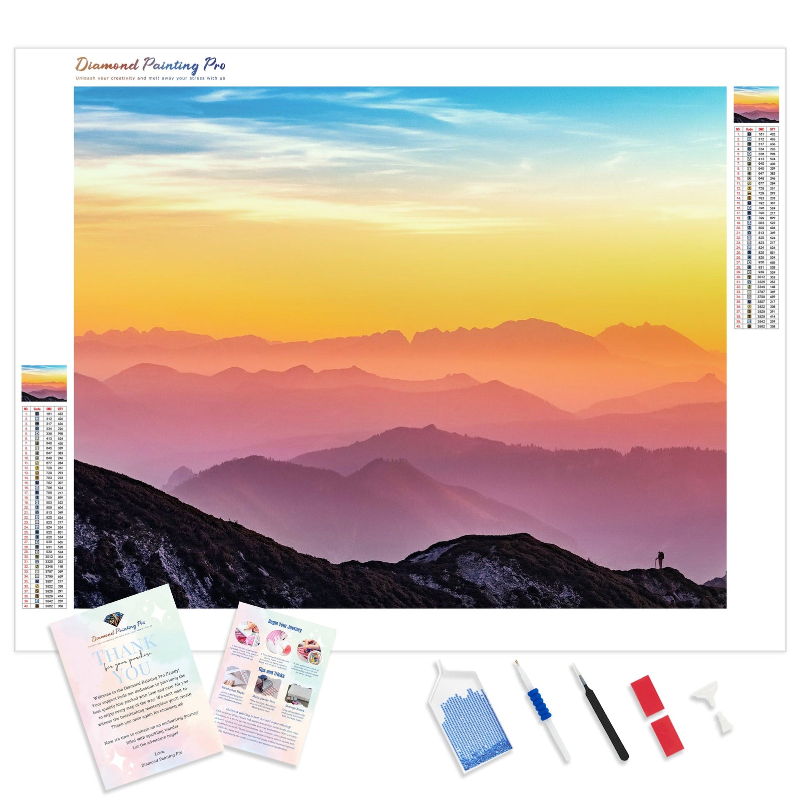 Rocky Mountain Sunrise | Diamond Painting Kit - Full Drill - Square or Round Diamonds with AB Drills Option