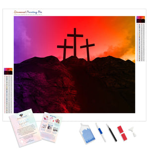 Sunset Crosses | Diamond Painting Kit - Full Drill - Square or Round Diamonds with AB Drills Option